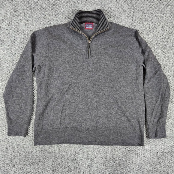 UNTUCKit Mens Grey 100% Extra Fine Merino Wool 1/4 Zip Sweater XL - Picture 2 of 6